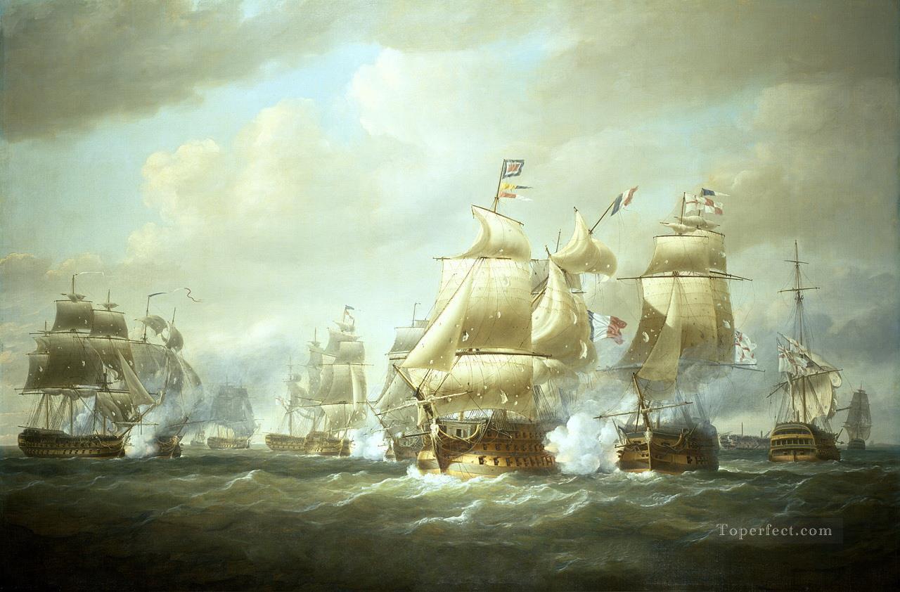 Nicholas Pocock Duckworth s Action off San Domingo 6 February 1806 Naval Battles Oil Paintings